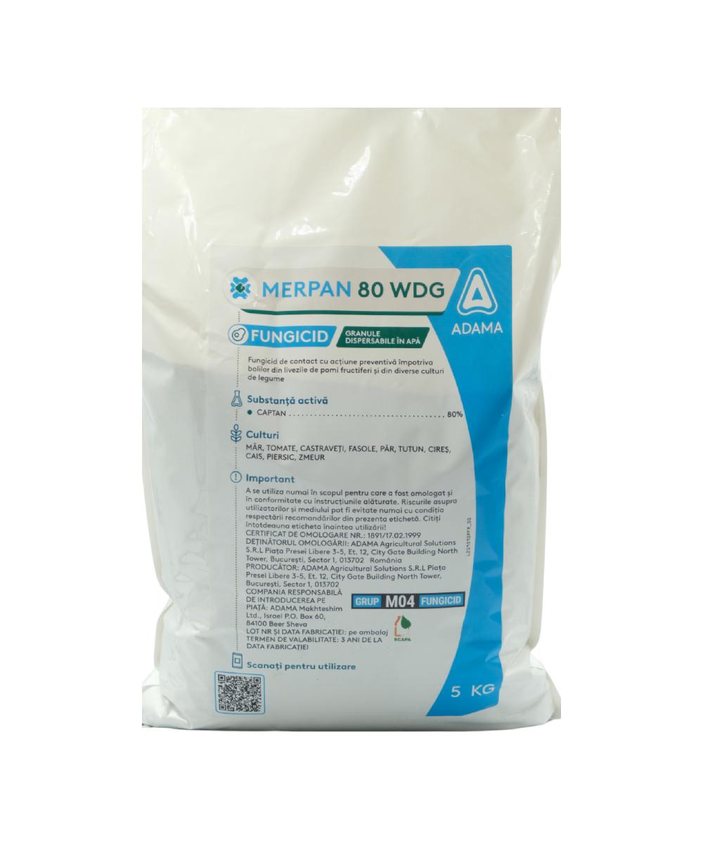 Fungicid MERPAN 80 WDG – 5 kg, Contact, Mană, Rapăn, Monilioză, Basicare, Pătări, Antracnoză, Adama Fungicid MERPAN 80 WDG – 5 kg, Contact, Mană, Rapăn, Monilioză, Basicare, Pătări, Antracnoză, Adama