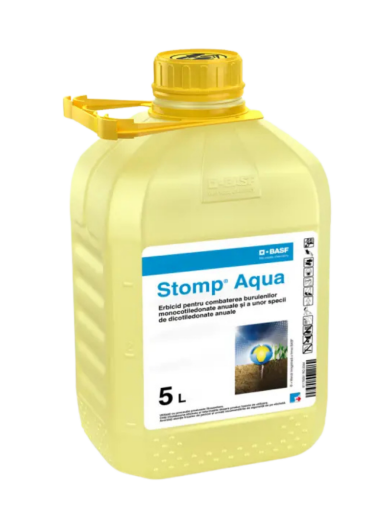Erbicid STOMP AQUA - 5 Litri, Selectiv, Porumb, Floarea Soarelui, Grau, Ceapa, Vita de vie, BASF