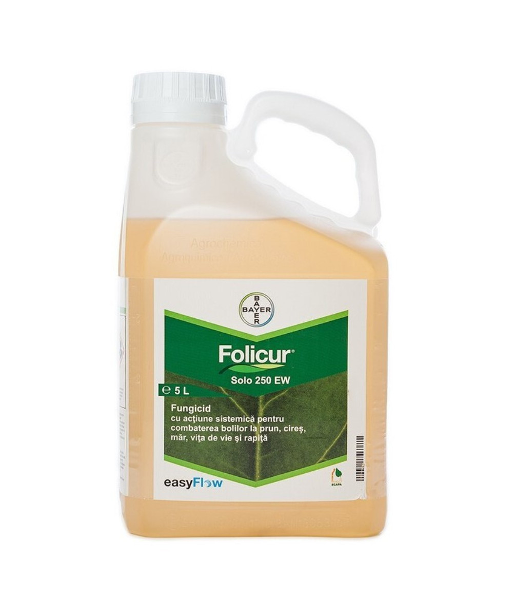 Fungicid FOLICUR SOLO 250 EW - 5 Litri, Pomi fructiferi, Viță de vie, Rapiță, BAYER
