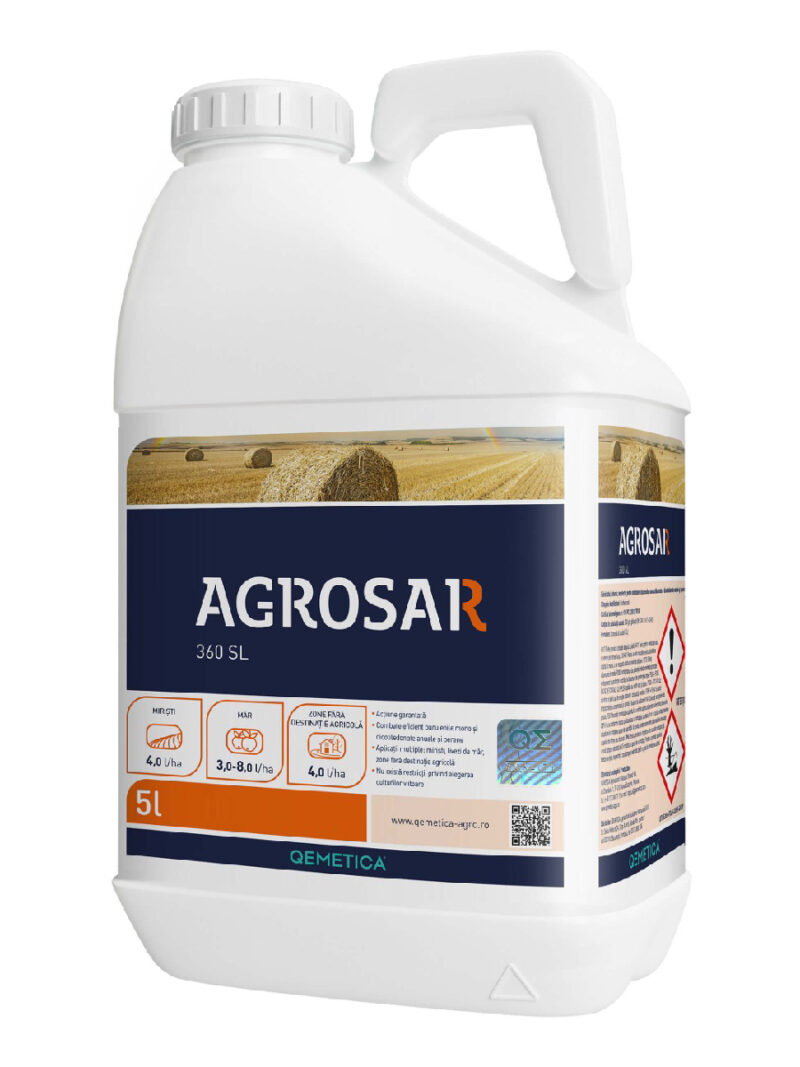 Erbicid Total AGROSAR 360 SL - 5 Litri, Glifosat 360 g/l, QEMETICA